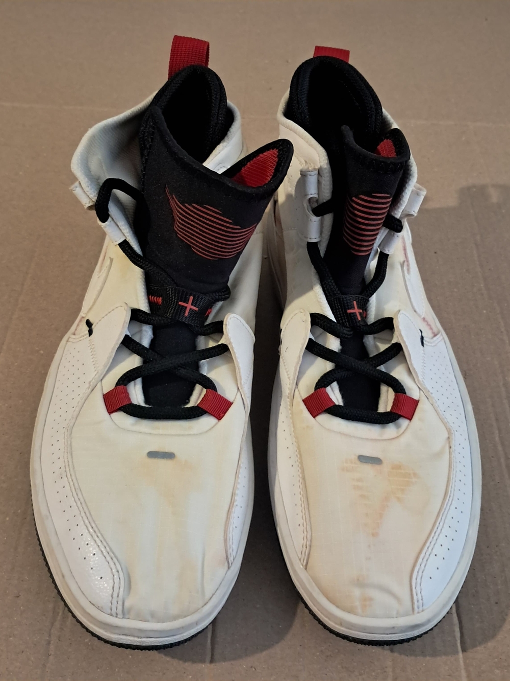 Nike White, Black and Red High-Top Sneakers